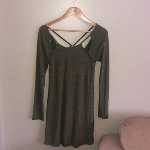 Alya olive green cutout sweater dress